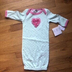 🆕quiltex 0-3M Mint Polka Dot Ringer Sleep Gown